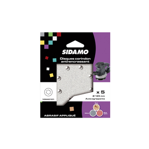 5 DISQUES CORINDON Ø125mm GRAIN 120 ANTI-ENCRASSANT PERFORES 10940102